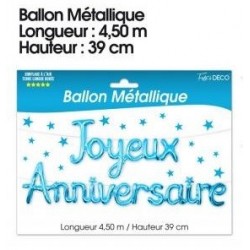 Festivitré Guirlande Ballon Metallique Joyeux Anniversaire Bleu