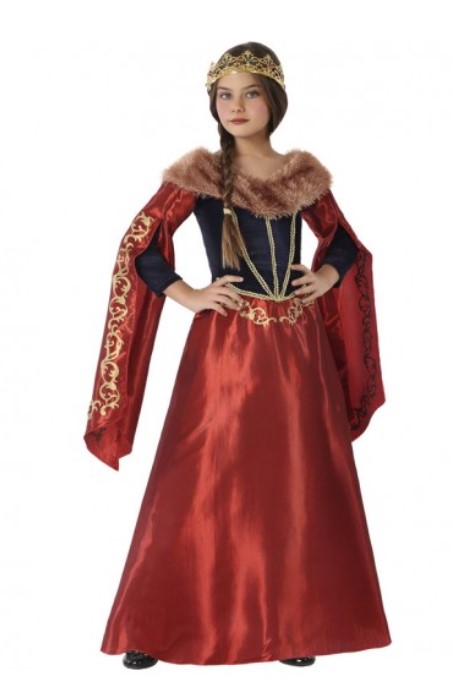 Déguisement Reine Médiévale rouge fille 10-12 ans - Festivitré