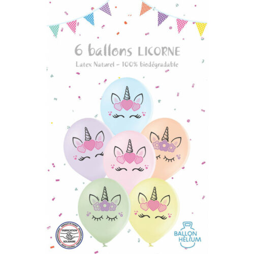 Festivitre 6 Ballons Latex Pastel Animaux Licorne 30 Cm