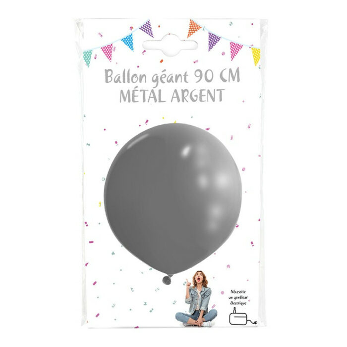 Festivitre Ballon Geant Metal Uni 90cm Argent 1