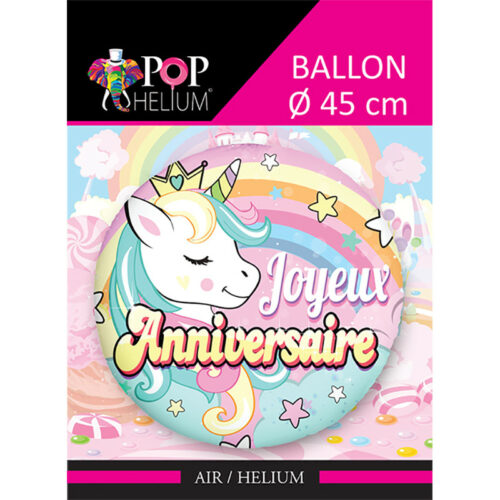 Festivitre Ballon Foil 45cm Joyeux Anniversaire Licorne 1