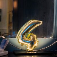 BALLON METAL OR CHIFFRE 4