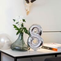 BALLON METAL ARGENT CHIFFRE 8