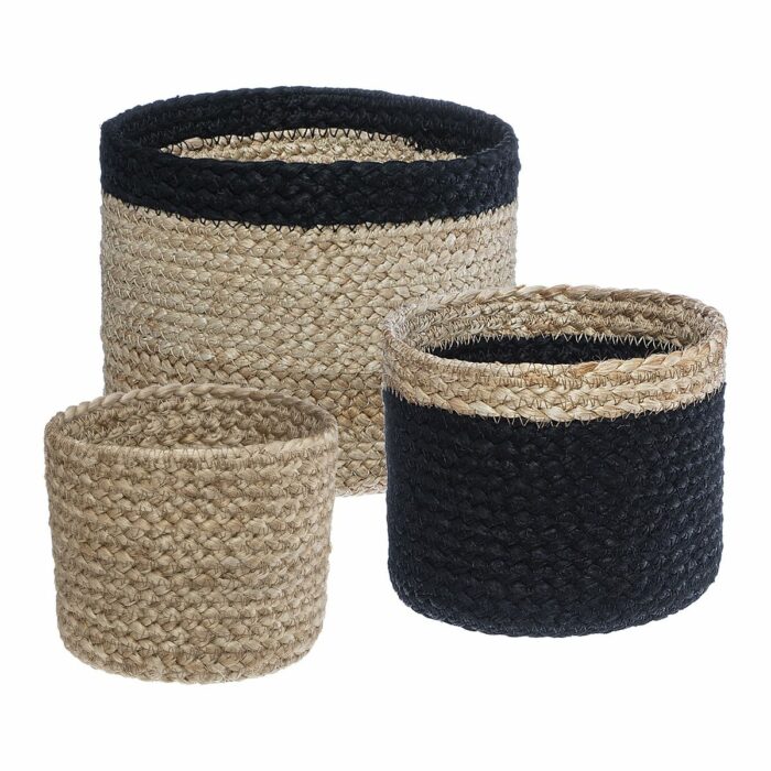 PANIER JUTE NOIR PM X3