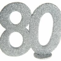 CHIFFRE ANNIVERSAIRE 80 PAILLETÉ ARGENT