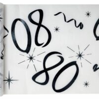 ROULEAU DE CHEMIN DE TABLE 80 ANS BLANC 5M