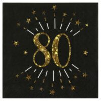 SERVIETTE ANNIVERSAIRE 80 ÉTINCELANT OR  PAR 10