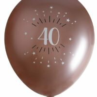 BALLON ÉTINCELANT 40 ANS MÉTALLISÉ ROSE GOLD PAR 6