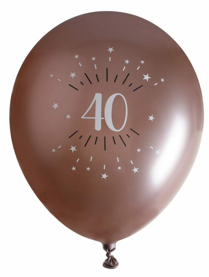 BALLON ÉTINCELANT 40 ANS MÉTALLISÉ ROSE GOLD PAR 6