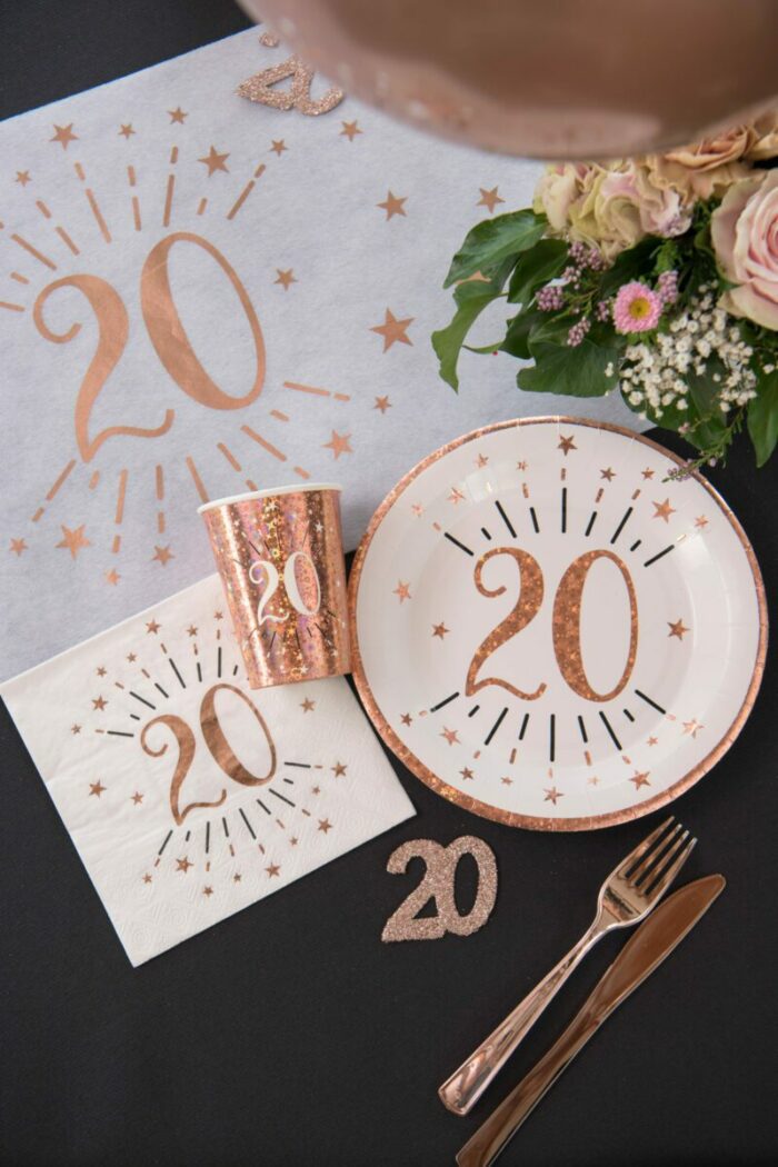 SERVIETTE 18 ANS ÉTINCELANT ROSE GOLD PAR 10 – Image 2
