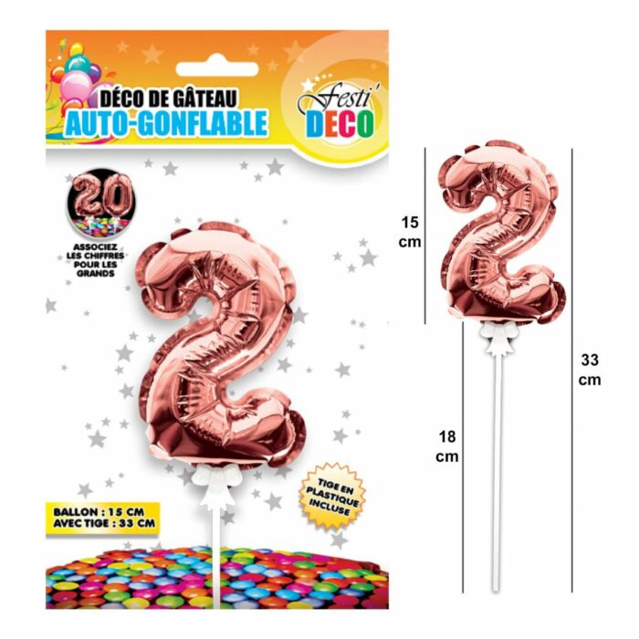 DECO GATEAU BALLON ROSE DORE 2 – Image 3
