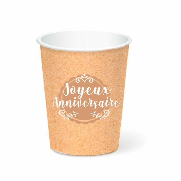 6 GOBELETS JOYEUX ANNIVERSAIRE PARTY KRAFT – Image 2