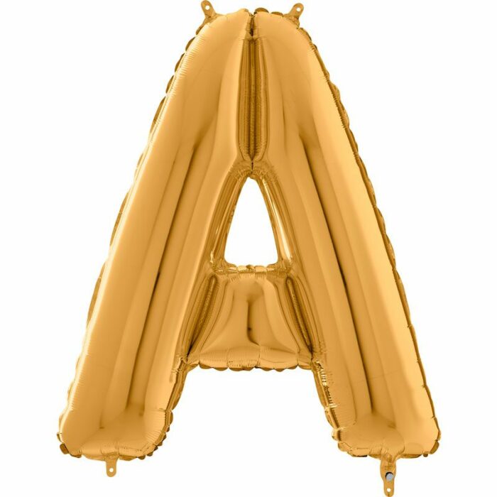 BALLON ALU LETTRE A COULEUR OR 26" (66CM)