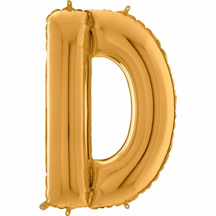 BALLON ALU LETTRE D COULEUR OR 26" (66CM)