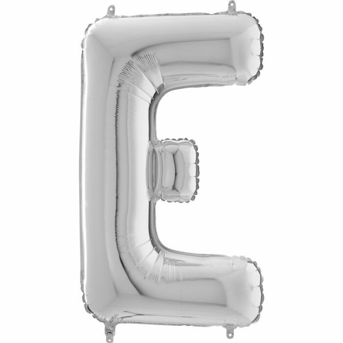 BALLON ALU LETTRE E COULEUR ARGENT 26" (66CM)