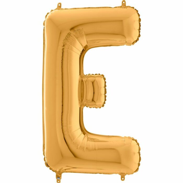 BALLON ALU LETTRE E COULEUR OR 26" (66CM)