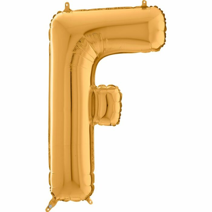 BALLON ALU LETTRE F COULEUR OR 26" (66CM)