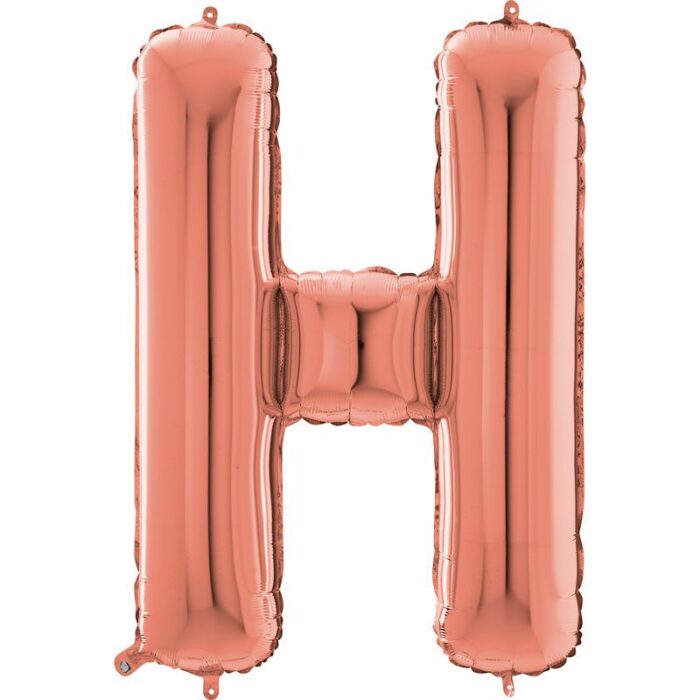 BALLON ALU LETTRE H COULEUR ROSE GOLD 26" (66CM)