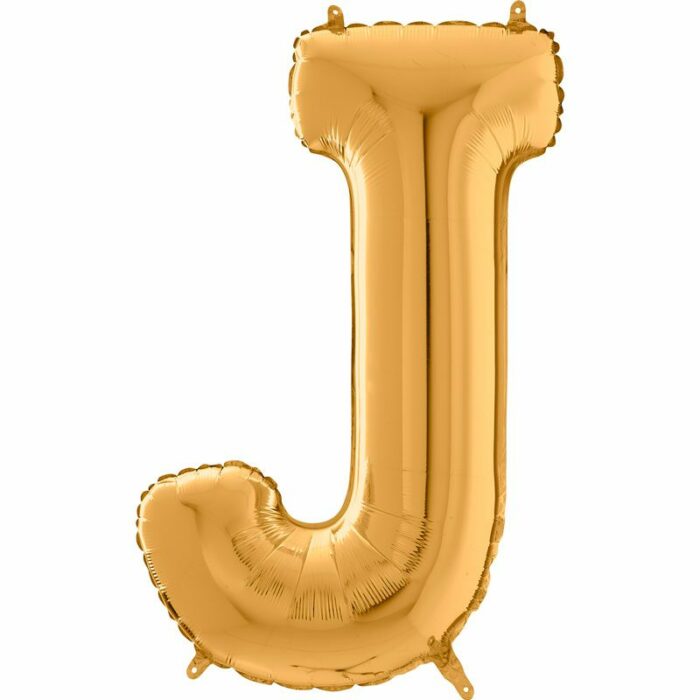 BALLON ALU LETTRE J COULEUR OR 26" (66CM)