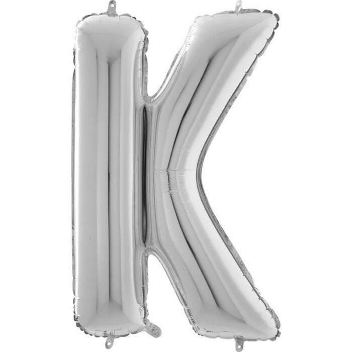 BALLON ALU LETTRE K COULEUR ARGENT 26" (66CM)