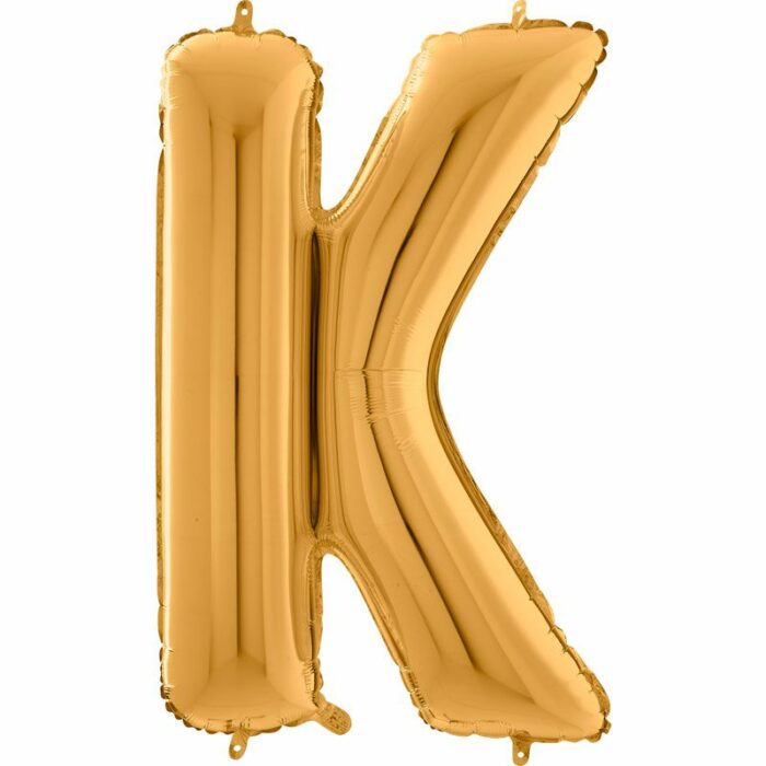 BALLON ALU LETTRE K COULEUR OR 26" (66CM)
