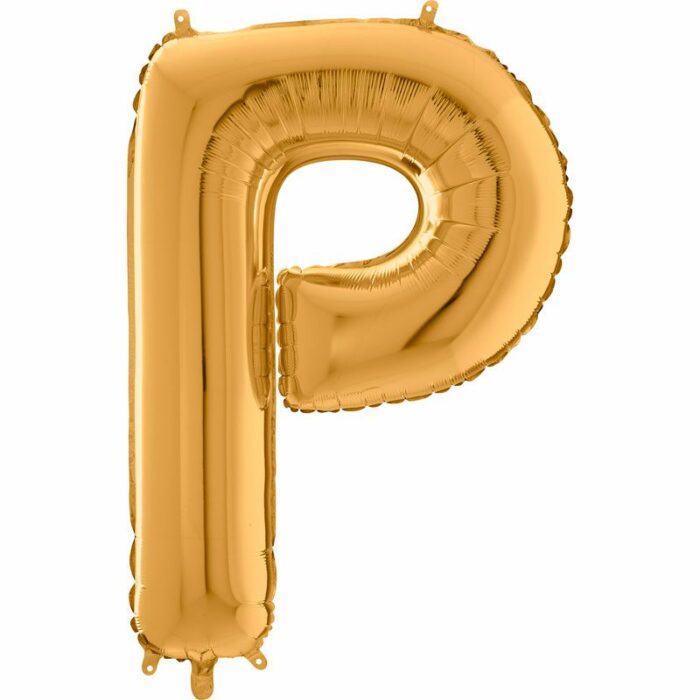 BALLON ALU LETTRE P COULEUR OR 26" (66CM)
