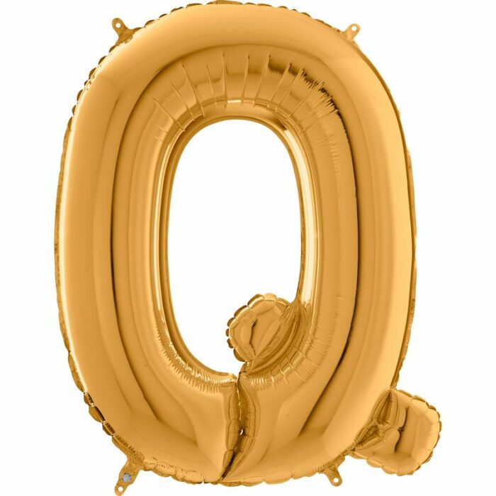BALLON ALU LETTRE Q COULEUR OR 26" (66CM)