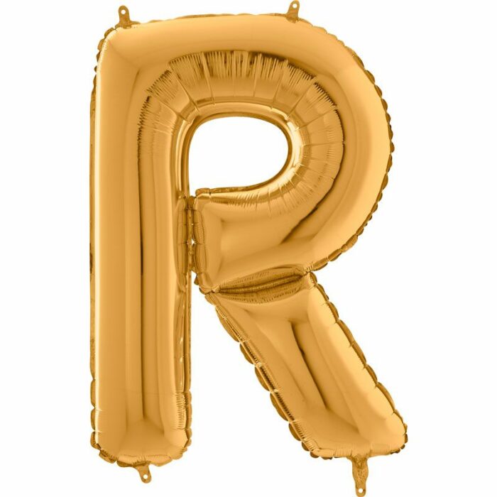BALLON ALU LETTRE R COULEUR OR 26" (66CM)