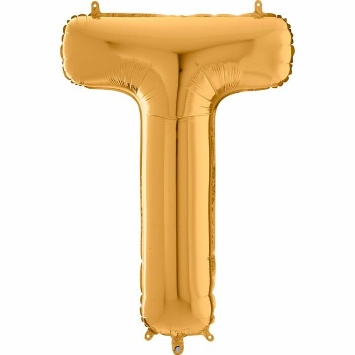 BALLON ALU LETTRE T COULEUR OR 26" (66CM)