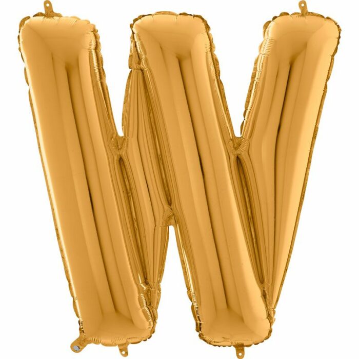 BALLON ALU LETTRE W COULEUR OR 26" (66CM)