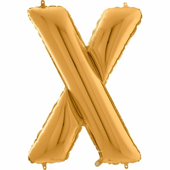 BALLON ALU LETTRE X COULEUR OR 26" (66CM)