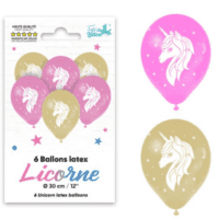 SACHET DE BALLONS X6 LICORNE