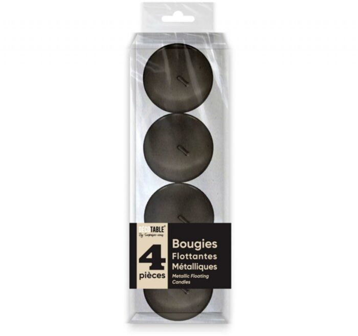 4 BOUGIES FLOTTANTES METALLIQUES NOIR