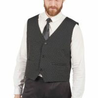 GILET SANS MANCHE NOIR RAYE BLANC - S/M