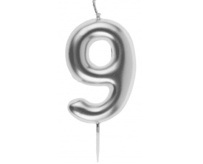 BOUGIE ARGENT CHIFFRE 9