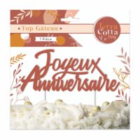 TOP GATEAU JOYEUX ANNIVERSAIRE TERRACOTTA – Image 3