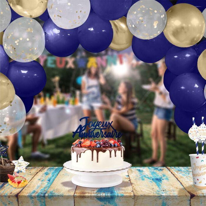 KIT ARCHE A BALLONS BLEU CONFETTIS PARTY