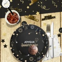 TRIO DECO DE TABLE JOYEUX ANNIVERSAIRE HAPPY PARTY