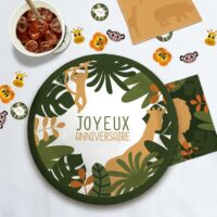 6 ASSIETTES JOYEUX ANNIVERSAIRE JUNGLE PARTY