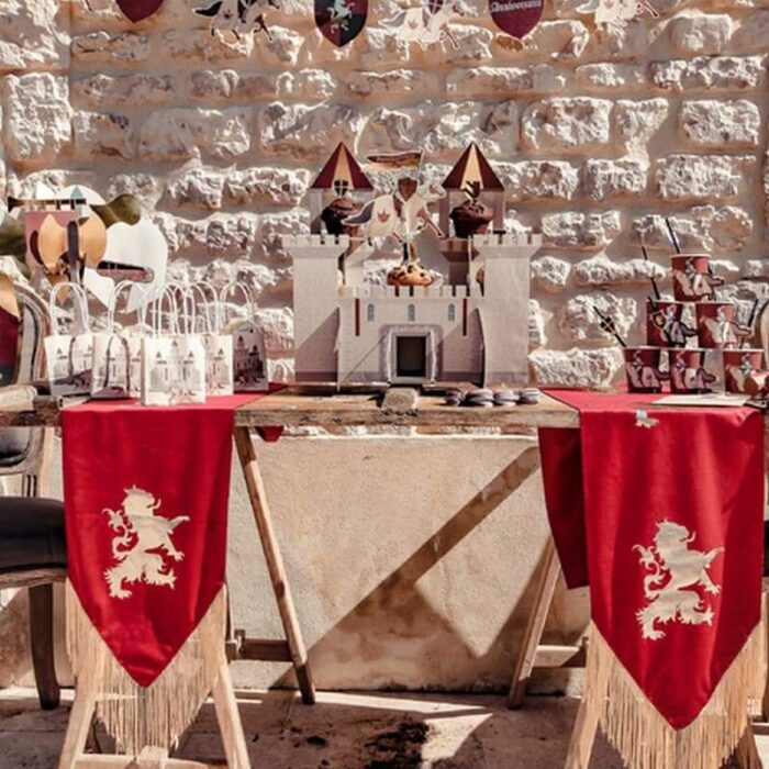 CHEMIN DE TABLE ORIFLAMME TISSU MEDIEVAL 28CMX1